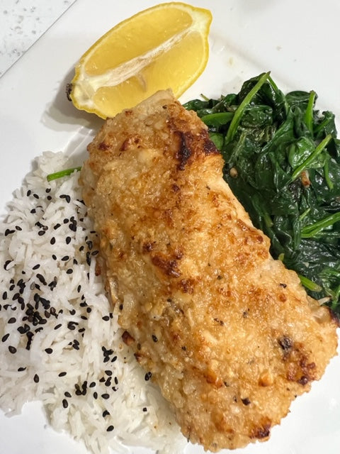 Lemon Mac Nut Crusted Mahi-Mahi